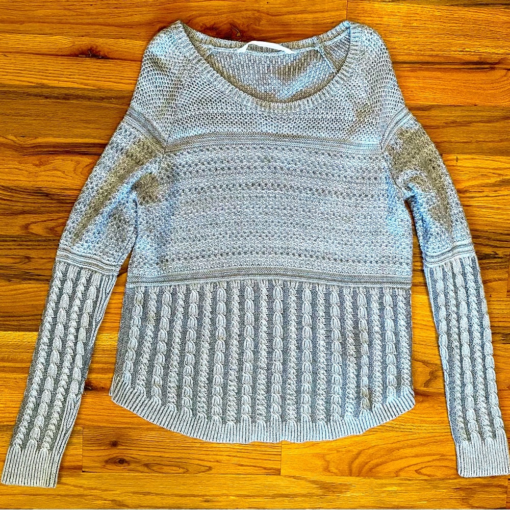 Athleta Women’s Borealis Gray Knit Cable Sweater